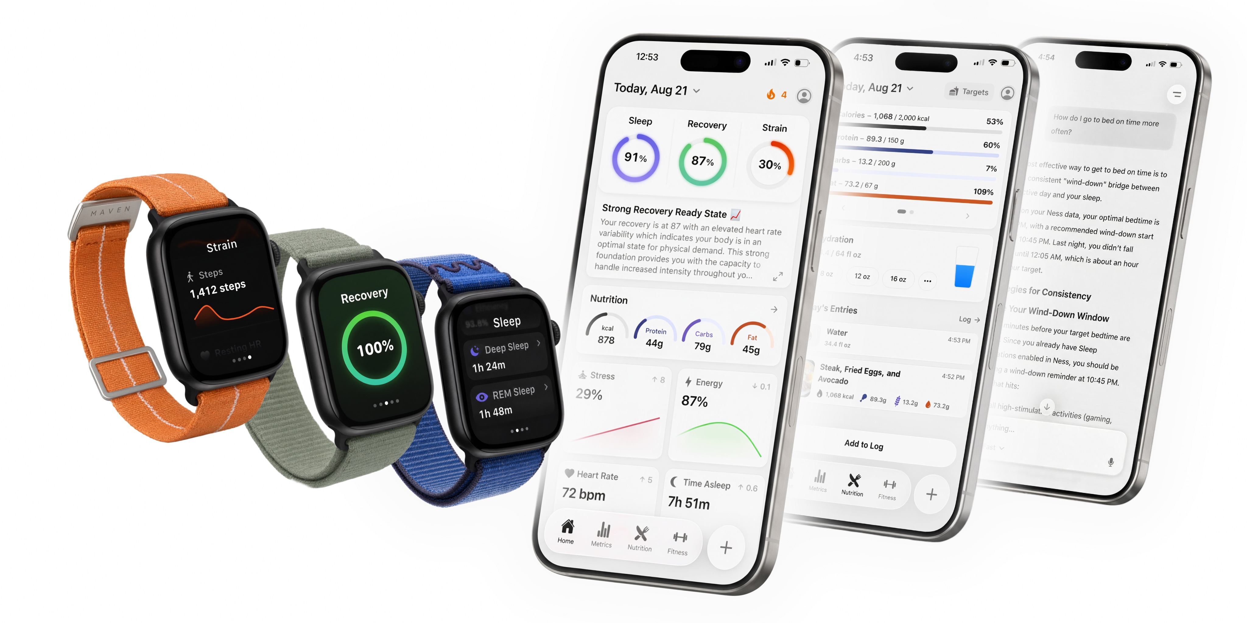 Ness iPhone and Apple Watch showing daily scores